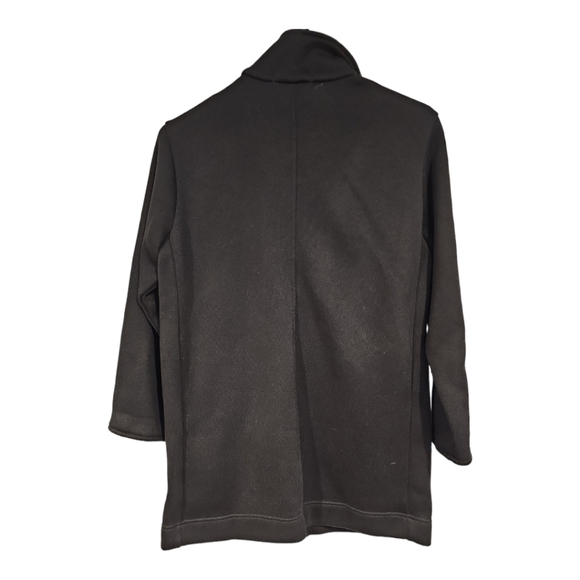 Lands'end womens fleece black coat sz S 6 8 - Picture 4 of 8